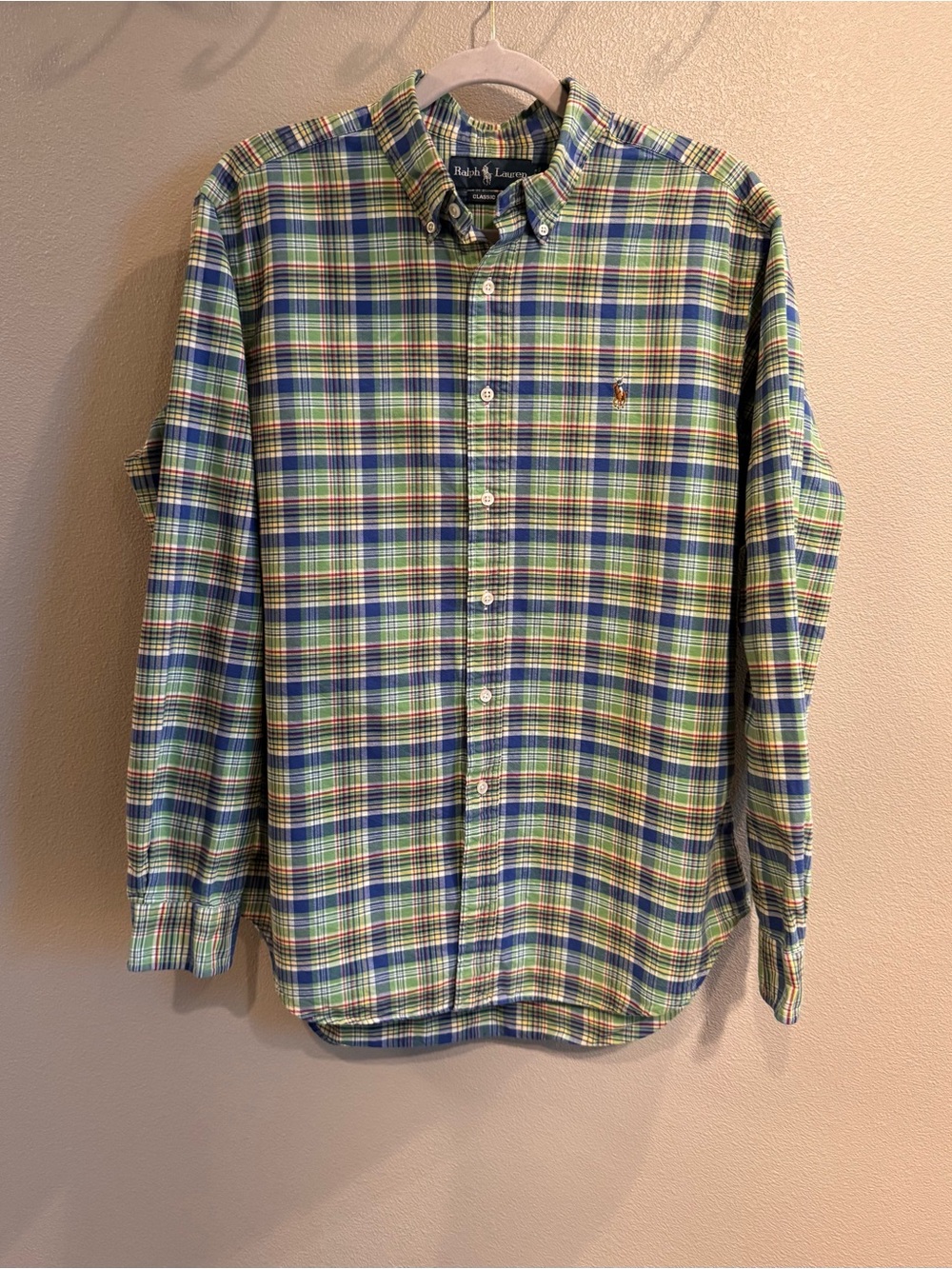 Ralph Lauren Blue & Green Plaid Cotton Button-Down Shirt